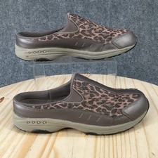 Easy Spirit Shoes Womens 9.5 M Traveltime Leopard Print Mule Clogs Gray Pink