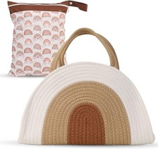 Diaper Caddy Organizer  Wet Bag - Cotton Rope Diaper Caddy Basket - Diaper Bag