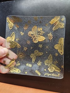 Vintage Mid-Century Modern Georges Briard Signed 5.75" Gold Leaf Butterfly Plate