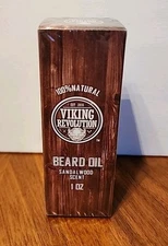 Viking Revolution Beard Oil Conditioner All Natural Sandalwood Scent. exp 8/26