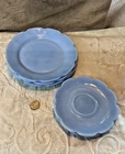 3-Jeannette Glass CHERRY BLOSSOM Delphite Blue 6" Child's Plates & 2 Saucers RBE