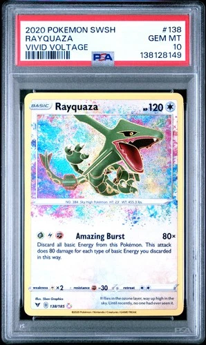 2020 POKEMON SWORD & SHIELD VIVID VOLTAGE #138 RAYQUAZA PSA 10