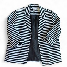 Alfred Dunner  Size 14  Black  White Horizontal Stripe Blazer