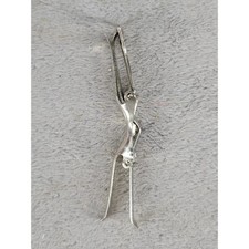Vintage U-Clasp New York Silver Tone Metal Contoured Hair Clip Barrette 2.75 In