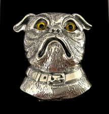 Sterling Silver British Old English Bulldog Dog Brooch Pin Pendant Antique style