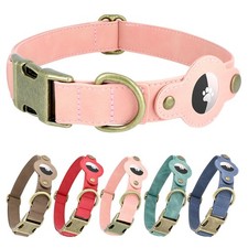 Comfluxe AirTag Dog Collar, Soft PU Leather Dog Collar with AirTag Holder, 1"...