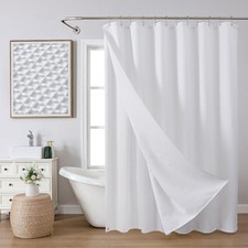 3 in 1 Waffle Shower Curtain Set Waterproof Fabric Liner Heavy White 72x72 Inch