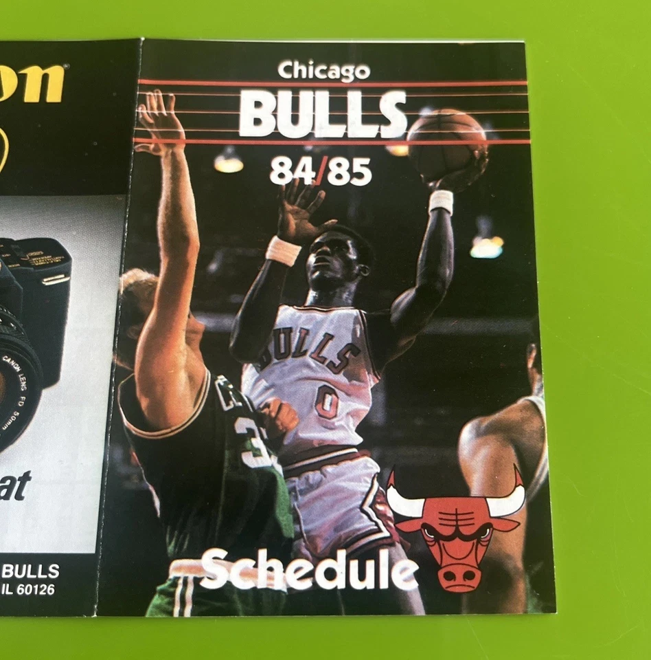 CHICAGO BULLS 1984-85 CALENDARIO DE BOLSILLO MICHAEL JORDAN NOVATO CANON PATROCINADOR CABRA Foto 4 de 4