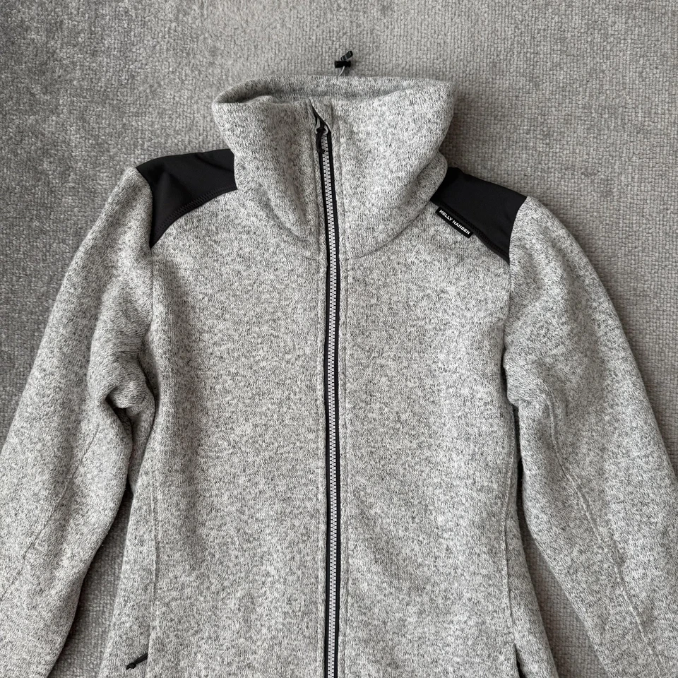 Chaqueta Helly Hansen Mujer Pequeña Gris Brezo Cremallera Completa Cuello Alto Vellón Senderismo Foto 2 de 4