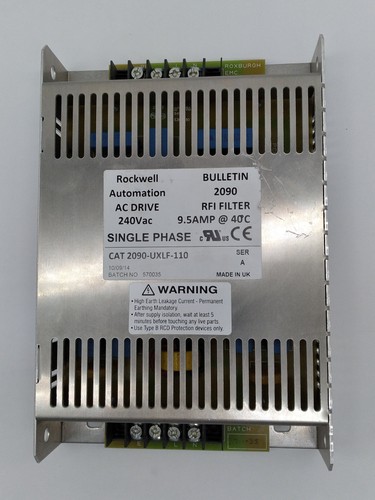 Rockwell Automation 2090-UXLF-110 Single-Phase AC Line Filter, 9.5 Amp 240VAC 