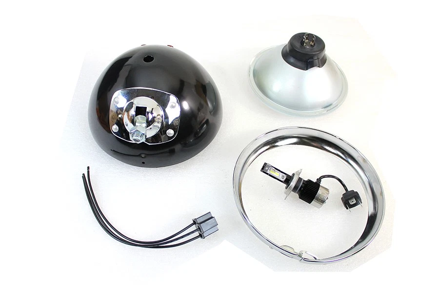 7 英寸 12 伏 LED 车头灯黑色适合哈雷戴维森 — 第 3/4 张图片