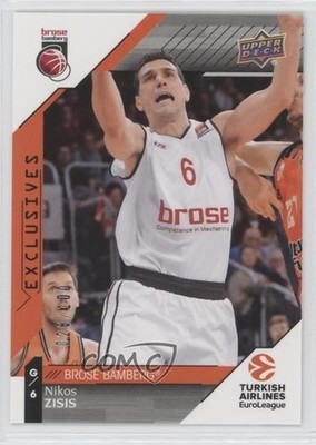 2017-18 Upper Deck Euroleague Exclusives 28/100 Nikos Zisis #7 2x3