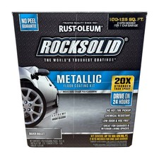 Rust-Oleum 286893 Rocksolid Garage Floor Coating Kit, Silver Bullet Metallic New