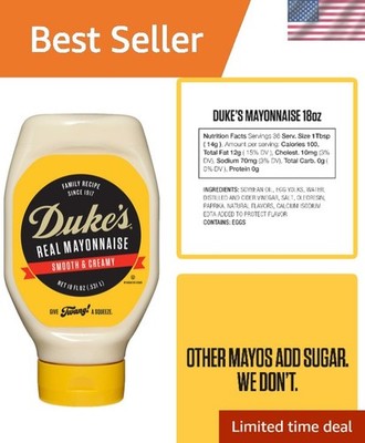 Duke's Real Mayonnaise Squeeze Bottle 18 oz - Authentic Creamy Flavor, No Sugar