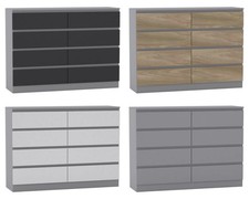 Chest of Drawers 8 Drawer Bedroom Nightstand Storage Bedside Table Cabinet Grey