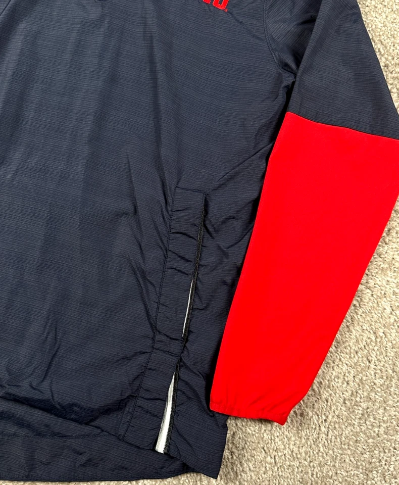 SMU Mustangs Chaqueta Para Hombres Grande Azul Rojo Nike 1/4 Cremallera Pullover Rompevientos Con Capucha Foto 4 de 4