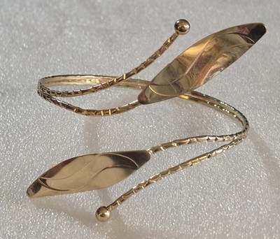 Vintage Spring Summer Wrap Around Leaf Leaves Upper Arm Cuff Armband Bracelet 