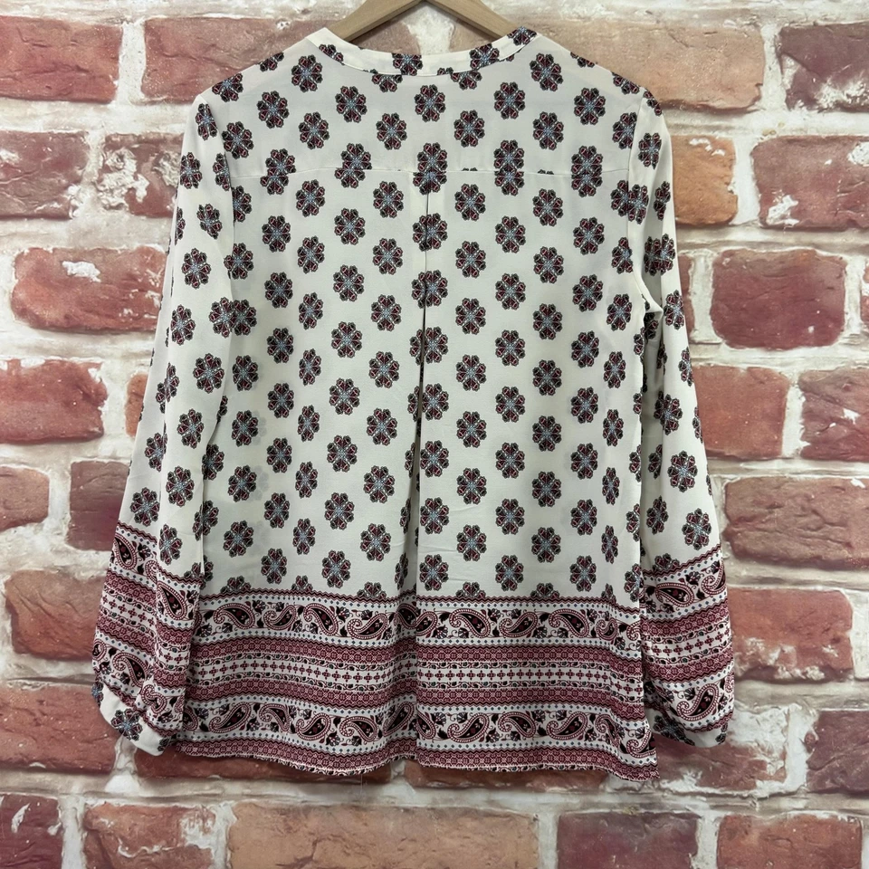 Пышный верхняя рубашка женщин маленький белый многоцветный богемное цветочный абстрактный крестьянин блузка - Изображение 4 из 4