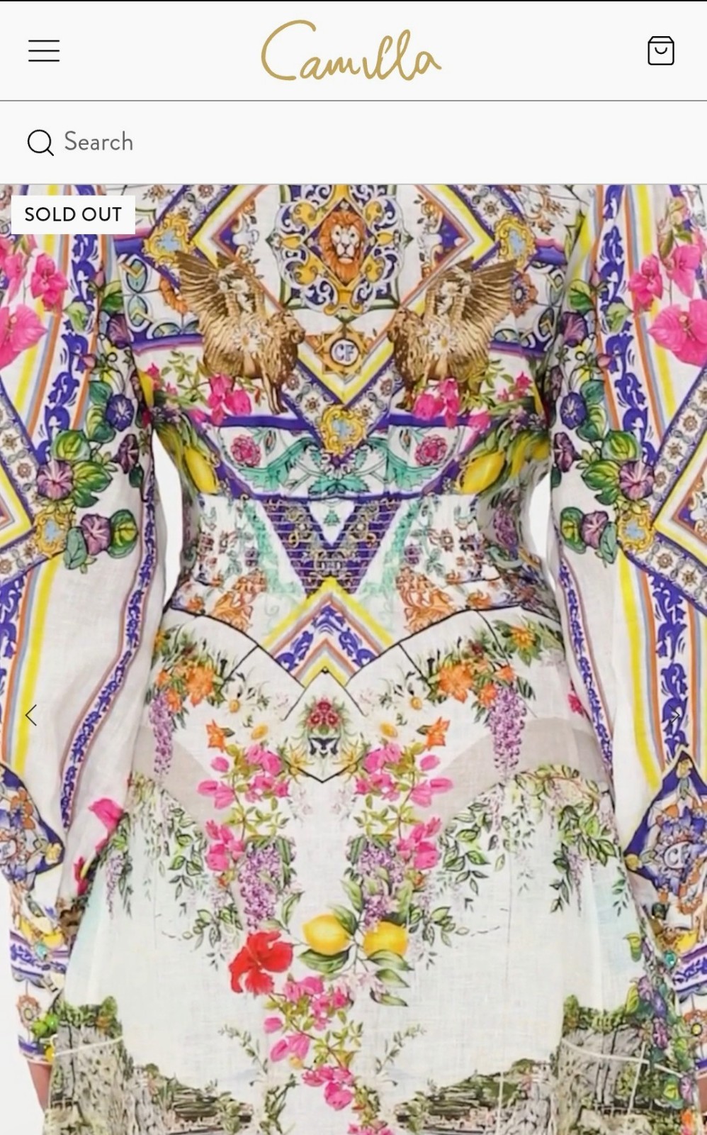 799$ Camilla AMALFI AMORE Long shirt Dress With weist Tie Size XS Gorgeous!