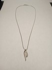 sterling silver necklace with wavy polished/satin pendant REAL natural diamond — photo 3