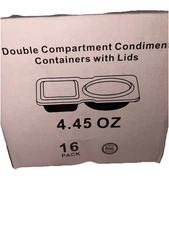 Double Compartment Condiment Containers with Lids, 4.45 OZ….. 2-16 Oz Packs