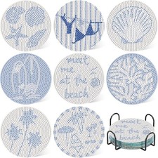 Beach Diamond Art Coasters Kit 8 Pcs Beach Diamond Painting Coasters