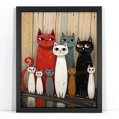 Cartoon Katzen Wandbild niedliche Katze Druck lustige Katze Kunstwerk Wohndeko Lounge Kunst (3)