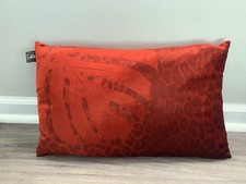 Aviva Stanoff AV Home Red Lumbar Pillow Leaf Leopard Feather Interior Velvet US