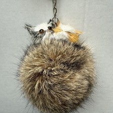 1999 Fluffy Keychain Cats one black and white one tan whitey Cat Fur Twins