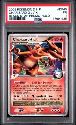 2009 POKEMON DIAMOND & PEARL BLACK STAR PROMO HOLO #DP45 CHARIZARD G LV.X PSA 1