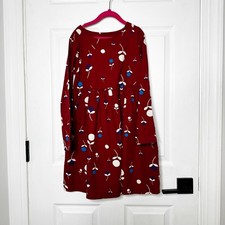 Hanna Andersson Girls Dress 130cm US8 Burgundy Red Floral Long Sleeve Cotton
