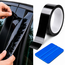 Gloss Black Chrome Delete Vinyl Wrap 30mm x 10m Car Window Trim De-Chroming Tape