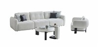Wohnzimmer-Set Sofa Sessel Couchtisch Weiß Moderner Stil HolzfüßE Neu