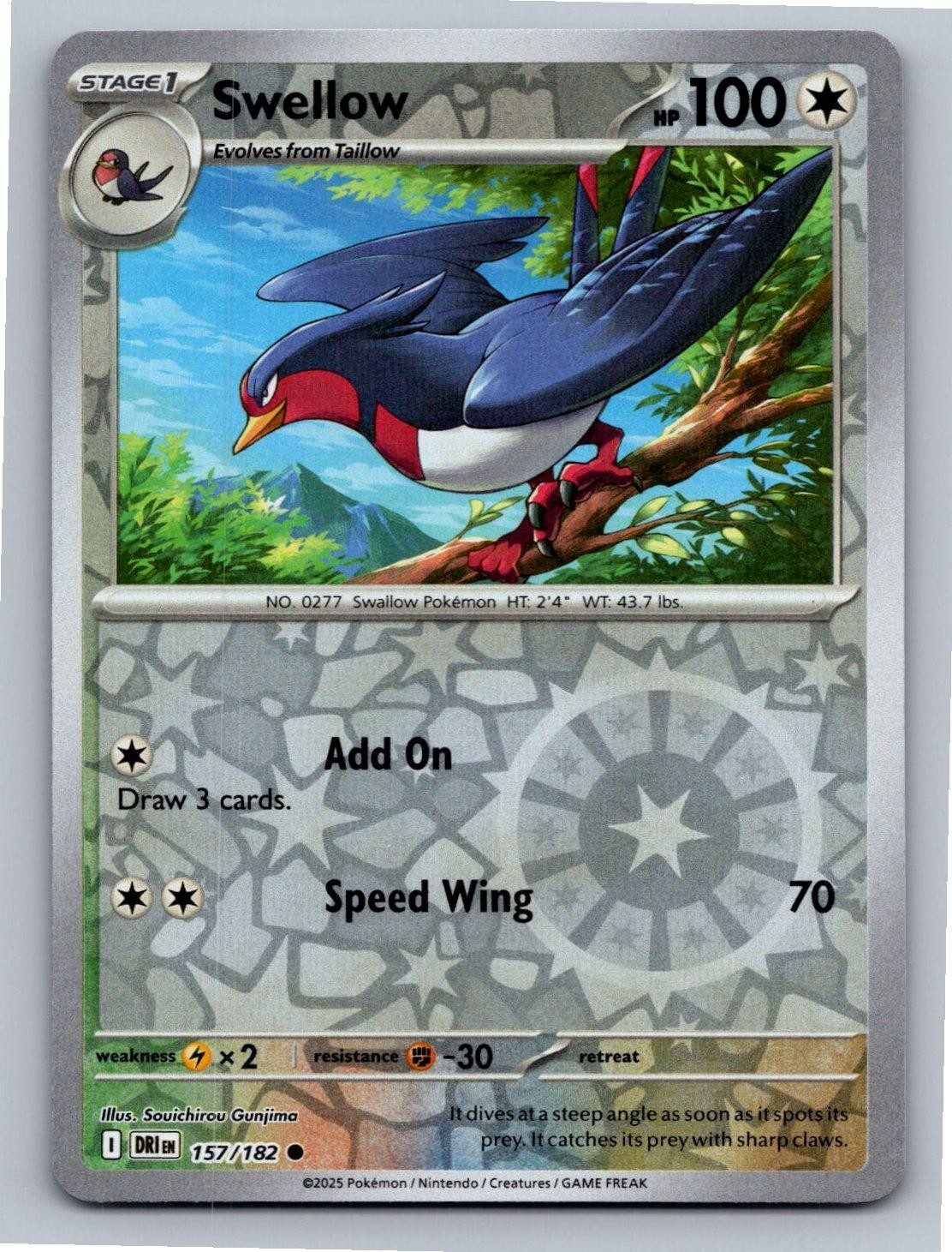 Swellow 157/182 Common Destined Rivals Pokemon Reverse Holo Near Mint