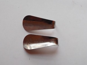 2 VTG Shoes Advertising Metal Shoe Horn Florsheim Hallock' s Footwear Hibbing Mn