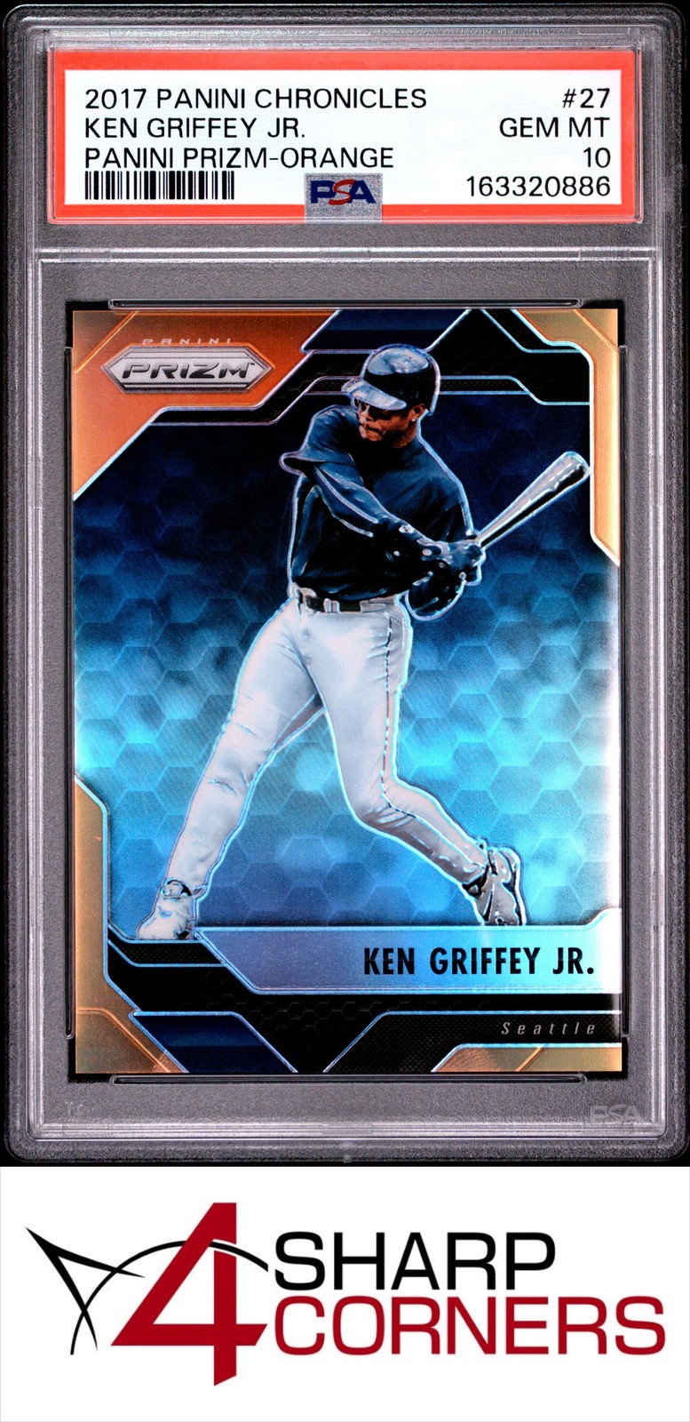 2017 PANINI CHRONICLES ORANGE PRIZM #27 KEN GRIFFEY JR. HOF #/399 PSA 10