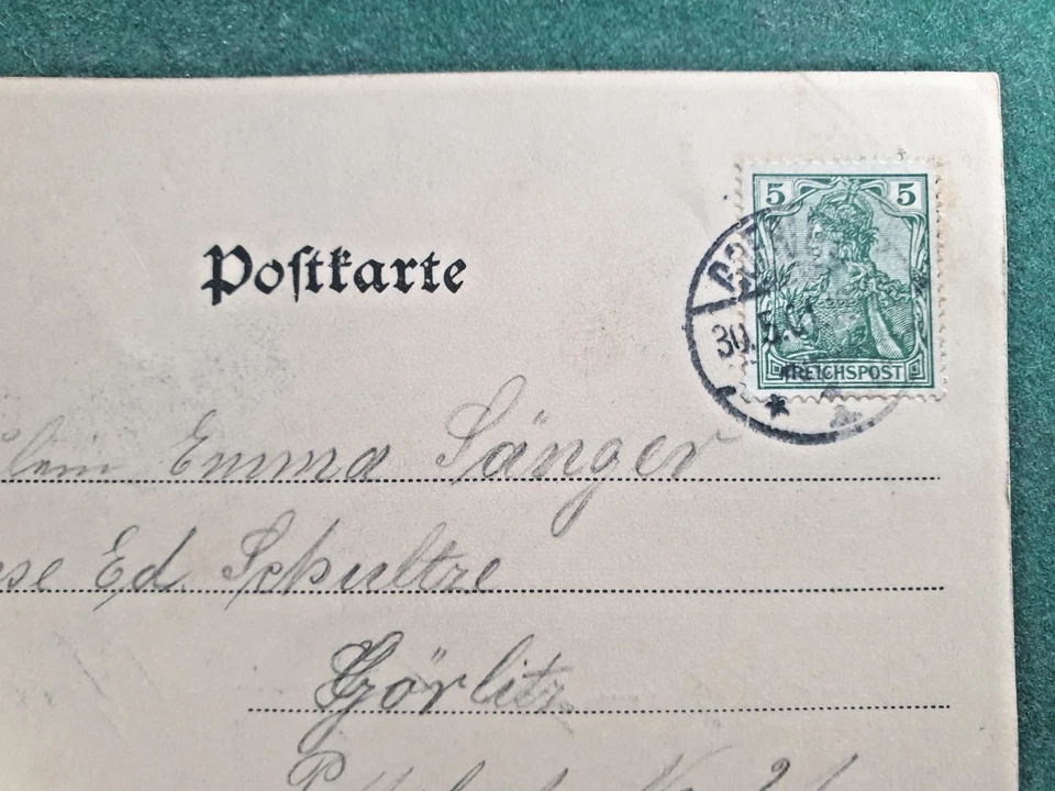 AK Rauschwalde Görlitz Schillerschlösschen 1901 Germania 5 Pfg Reichspost Postst - Bild 4 von 4