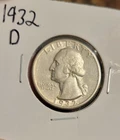 1932-D WASHINGTON QUARTER DENVER MINT AU 25C Silver