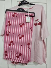 Sainsbury's TU Pink Love You Cherry Much Valentine Pyjamas Size Medium 12