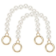 2 Pack 8" Imitation Pearl Purse Strap with Spring O Rings Golden 