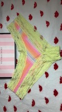 Victoria's Secret Vintage 2014 Yellow Lace Trim Cheeky Panties Size S NWOT