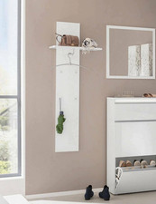 Mobile Da Ingresso Omer 27X50X140H Cm Bianco Bianco Lucido Appendiabiti Un Ripia
