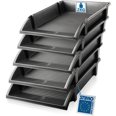 5x Dokumentenablage Briefablage schwarz DINA4 stapelbar Briefkorb Büro Ablage