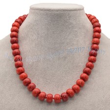 Genuine Natural Red Coral Irregular Rondelle Gemstone Beads Necklace 14-48 inch