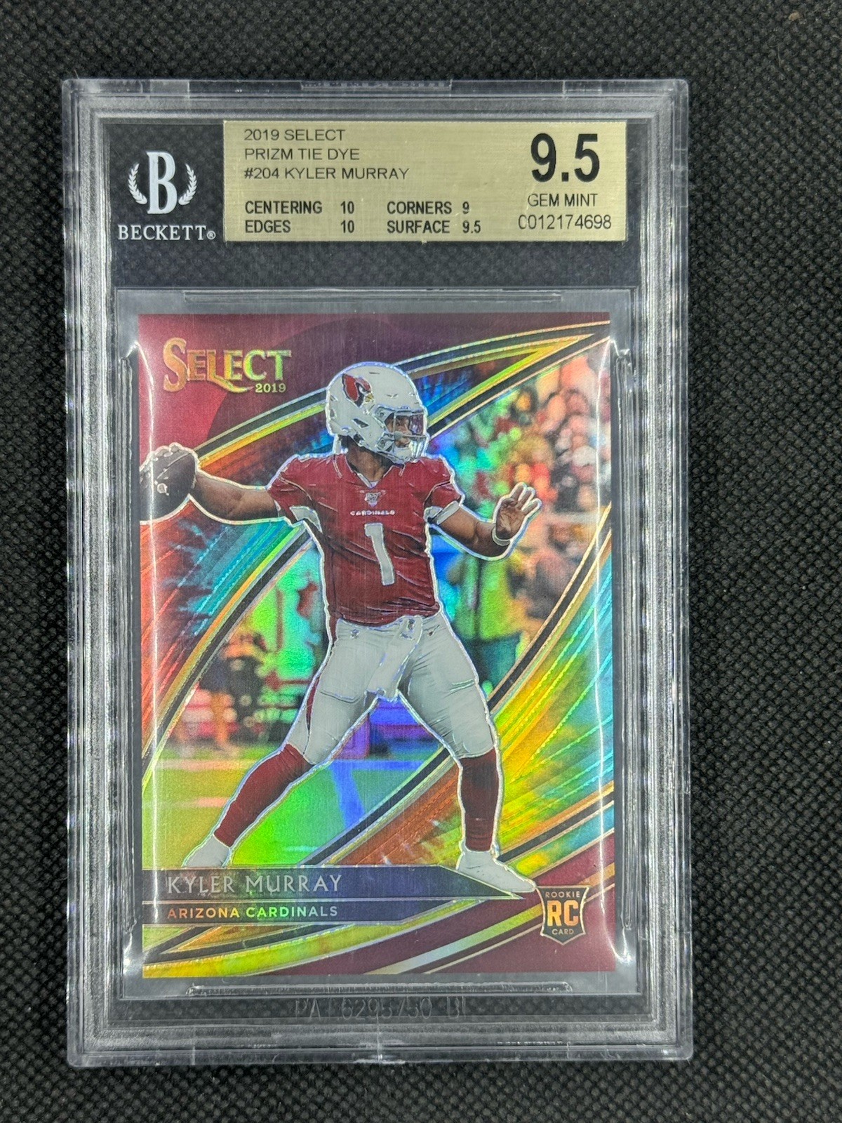 2019 KYLER MURRAY SELECT FIELD LEVEL Tie-Dye /25 BGS 9.5 True Gem