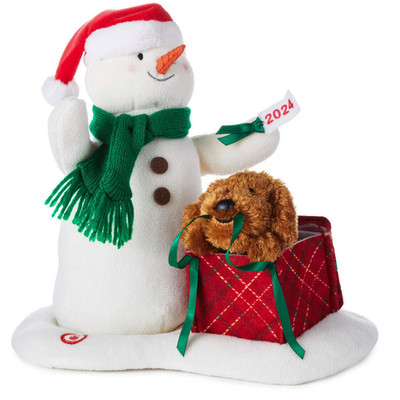 New 2024 Hallmark Wrapped In Joy SNOWMAN Animated Plush Snowman & Puppy  w/Music