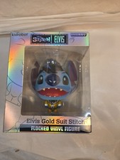 "Figura de vinilo flocada Kidrobot Bhunny STITCH-ELVIS 2024 traje dorado 4"" totalmente nueva"