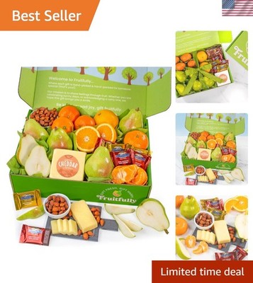 Gourmet Fruit Gift Box: D'Anjou Pears, Satsuma & Artisan Treats   11 x 16 Inches