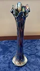 Vintage Fenton April Showers Iridescent Carnival Glass Swung Vase Amethyst 13.5"