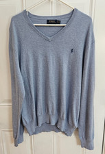 Polo Ralph Lauren Pima Cotton V Neck Sweater Men s Size XL Light Blue